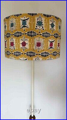 Vintage Mid Century 50s Standard Floor Lamp + Handmade Atomic Fabric Lampshade