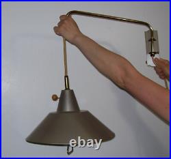 Vintage Mid Century ATOMIC UFO Lamp, Weighted Pull Down Swing Arm Wall Mount Vintage Mid Century ATOMIC UFO Lamp, Weighted Pull Down Swing Arm Wall Mount
