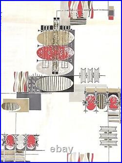 Vintage Mid Century Abstract curtains 2 panels 1950s 1960s atomic Eames era