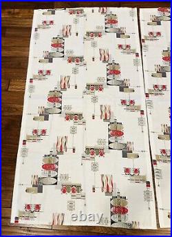 Vintage Mid Century Abstract curtains 2 panels 1950s 1960s atomic Eames era
