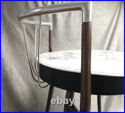 Vintage Mid Century Atomic Dansette Metal Floral Boudoir Vanity Chair Hollywood