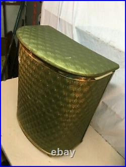 Vintage Mid Century Atomic Green 1950s Hamper Laundry Basket Vinyl lid
