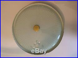 Vintage Mid Century Atomic Saucer Shape Brass and Glass Ceiling Light Fixture