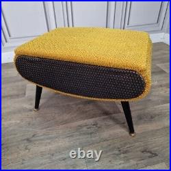 Vintage Mid Century Atomic Sherborne Pandora Sewing Box Footstool Yellow Black