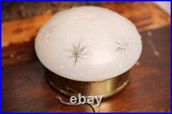 Vintage Mid Century Atomic Star Gold Frosted Glass Ceiling Light Lamp Fixture