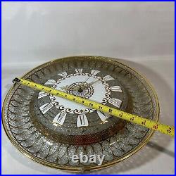 Vintage Mid Century Atomic United Wall Clock Button Bow Glass Gold Made USA