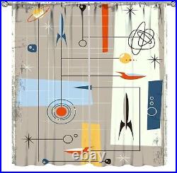 Vintage Mid Century Curtains, Modern Retro Space Abstract Geometric Atomic Sta