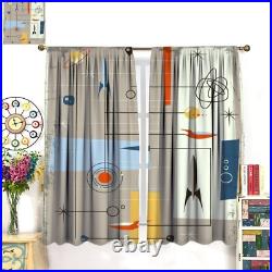 Vintage Mid Century Curtains, Modern Retro Space Abstract Geometric Atomic Sta