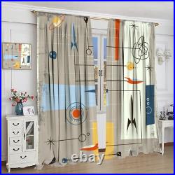Vintage Mid Century Curtains, Modern Retro Space Abstract Geometric Atomic Sta