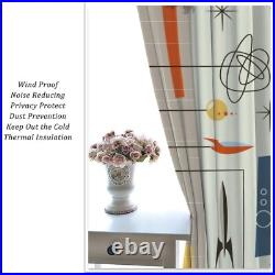 Vintage Mid Century Curtains, Modern Retro Space Abstract Geometric Atomic Sta
