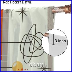 Vintage Mid Century Curtains, Modern Retro Space Abstract Geometric Atomic Sta
