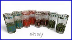 Vintage Mid-Century Glasses Set Of 8 Bar Ware Atomic Age Tiki Glassware