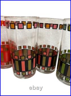 Vintage Mid-Century Glasses Set Of 8 Bar Ware Atomic Age Tiki Glassware