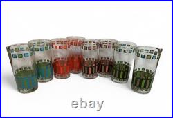 Vintage Mid-Century Glasses Set Of 8 Bar Ware Atomic Age Tiki Glassware