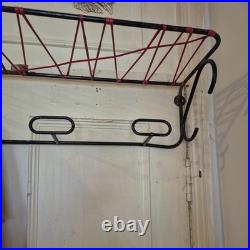 Vintage Mid Century Hat Coat Rail Hooks Atomic Pop Art Shelf Rack French luggage