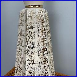 Vintage Mid-Century MCM Atomic White Gold Flake Table Lamp