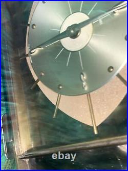 Vintage Mid Century Metamec Eyeball Eye Iconic Mantle Clock Green Onyx Atomic