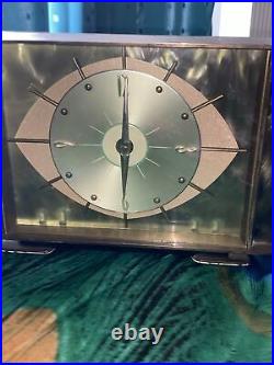 Vintage Mid Century Metamec Eyeball Eye Iconic Mantle Clock Green Onyx Atomic