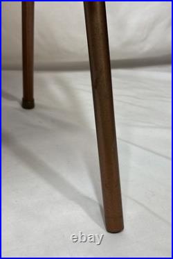 Vintage Mid Century Mod Atomic Turquoise Vinyl Footstool Ottoman Stool Metal Leg