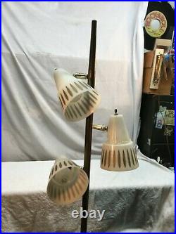 Vintage Mid-Century Modern Atomic Floor Pole 3 Adjustable Lamp 62in tall