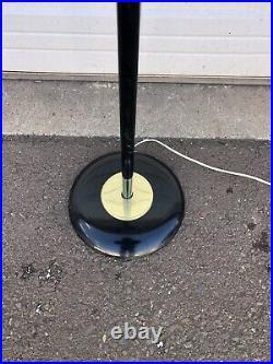 Vintage Mid Century Modern Atomic Pole Bullet 63 Floor Lamp 3 Cone Shades Black