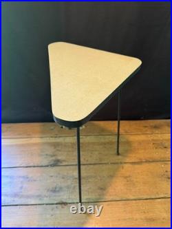 Vintage Mid Century Modern Atomic Triangle Formica Tripod Side Tables 1950s