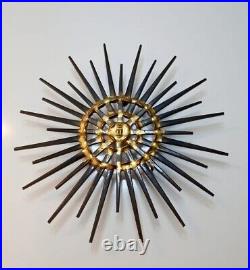 Vintage Mid Century Modern Brutalist Sunburst Nail Sculpture Wall Art Atomic MCM