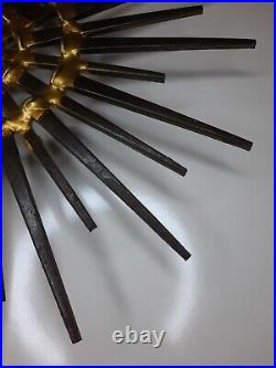 Vintage Mid Century Modern Brutalist Sunburst Nail Sculpture Wall Art Atomic MCM