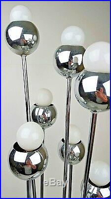 Vintage Mid Century Modern Chrome Sputnik Atomic 8 Bulb Lamp 38 Tall Tested