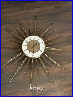 Vintage Mid Century Modern Elgin 24 Starburst Wall Clock Atomic MCM