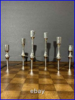 Vintage Mid-Century Modern Metal Candelabra, 6-Taper Candle Holder, Atomic Space Vintage Mid-Century Modern Metal Candelabra, 6-Taper Candle Holder, Atomic Space