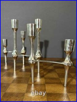 Vintage Mid-Century Modern Metal Candelabra, 6-Taper Candle Holder, Atomic Space Vintage Mid-Century Modern Metal Candelabra, 6-Taper Candle Holder, Atomic Space