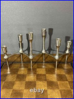 Vintage Mid-Century Modern Metal Candelabra, 6-Taper Candle Holder, Atomic Space Vintage Mid-Century Modern Metal Candelabra, 6-Taper Candle Holder, Atomic Space