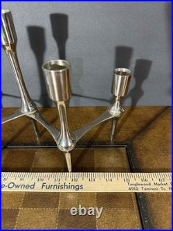 Vintage Mid-Century Modern Metal Candelabra, 6-Taper Candle Holder, Atomic Space Vintage Mid-Century Modern Metal Candelabra, 6-Taper Candle Holder, Atomic Space