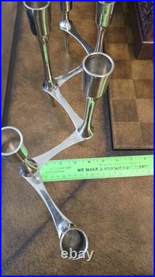 Vintage Mid-Century Modern Metal Candelabra, 6-Taper Candle Holder, Atomic Space Vintage Mid-Century Modern Metal Candelabra, 6-Taper Candle Holder, Atomic Space