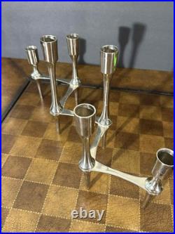 Vintage Mid-Century Modern Metal Candelabra, 6-Taper Candle Holder, Atomic Space Vintage Mid-Century Modern Metal Candelabra, 6-Taper Candle Holder, Atomic Space