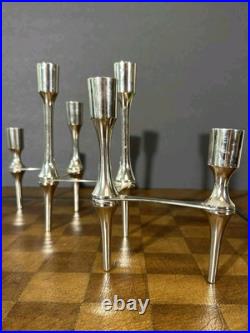 Vintage Mid-Century Modern Metal Candelabra, 6-Taper Candle Holder, Atomic Space Vintage Mid-Century Modern Metal Candelabra, 6-Taper Candle Holder, Atomic Space