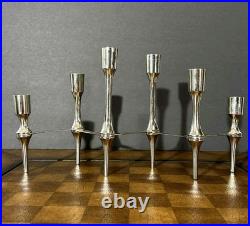 Vintage Mid-Century Modern Metal Candelabra, 6-Taper Candle Holder, Atomic Space Vintage Mid-Century Modern Metal Candelabra, 6-Taper Candle Holder, Atomic Space