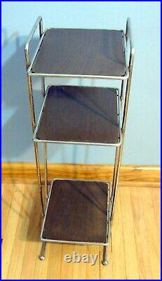 Vintage Mid Century Modern Metal Wire Plant Stand 3-Tier Shelf Rack Table Atomic