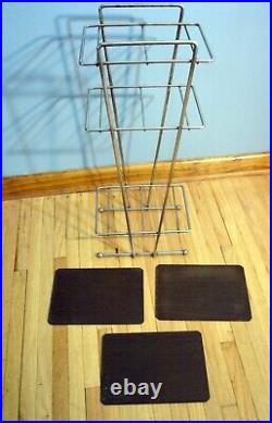 Vintage Mid Century Modern Metal Wire Plant Stand 3-Tier Shelf Rack Table Atomic