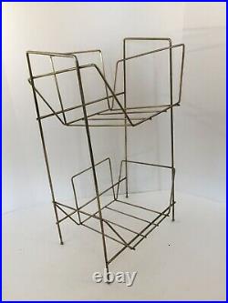Vintage Mid Century Modern Metal Wire RECORD Holder Rack STAND LP'S Atomic Style
