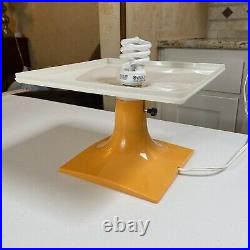 Vintage Mid Century Modern Space Age Plastic Square Atomic Orange Lamp 60w 9 in