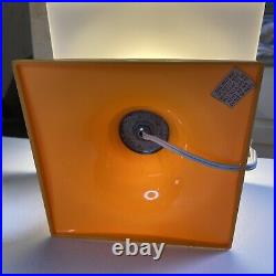 Vintage Mid Century Modern Space Age Plastic Square Orange Atomic Cube Lamp 9 in