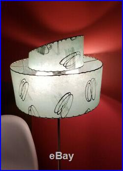 Vintage Mid Century Modern Two Tier Fiberglass LAMP SHADE Atomic Aqua 17