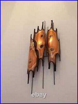 Vintage Mid Century Modernist Brutalist Copper wall art Sculpture Metal Atomic