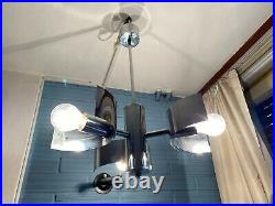 Vintage Mid Century Pendant Space Age Chrome Lamp Ceiling Atomic Design Light