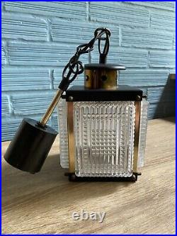 Vintage Mid Century Pendant Space Age Lamp Atomic Design Light Crystal Glass
