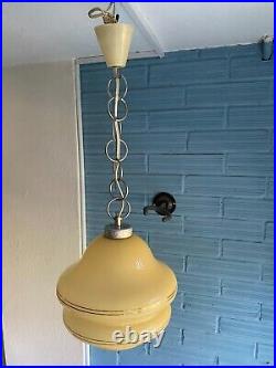 Vintage Mid Century Pendant Space Age Lamp Atomic Design Light Opaline Glass