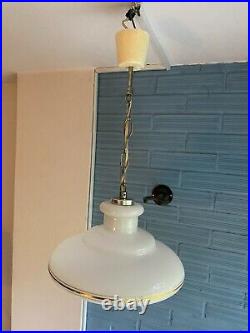 Vintage Mid Century Pendant Space Age Lamp Ceiling Atomic Design Light Glass Ufo