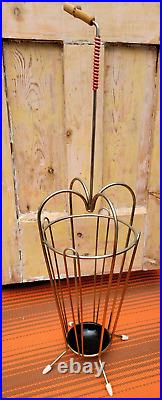 Vintage Mid Century Sputnik Brass Bamboo Atomic Umbrella Stand Holder 50's MCM
